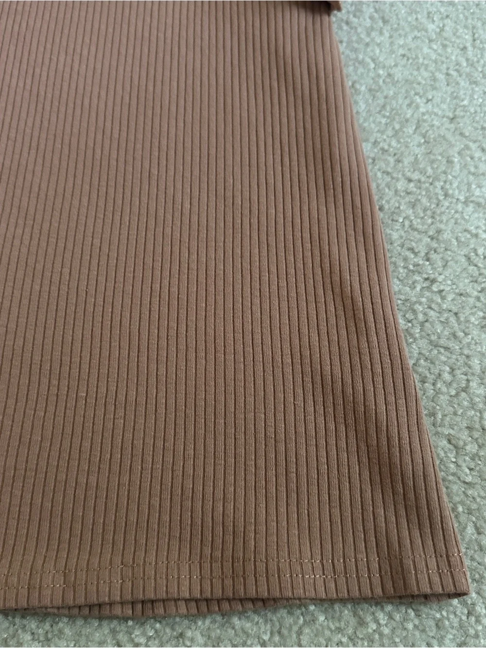 H&M Girls 8/10 Brown Ribbed Flutter Sleeve Top